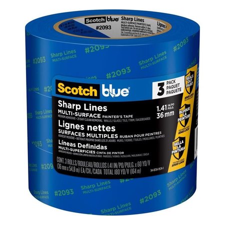 3M ScotchBlue 141 in W X 60 yd L Blue Medium Strength Painter's Tape, 3PK 2093-36AC3